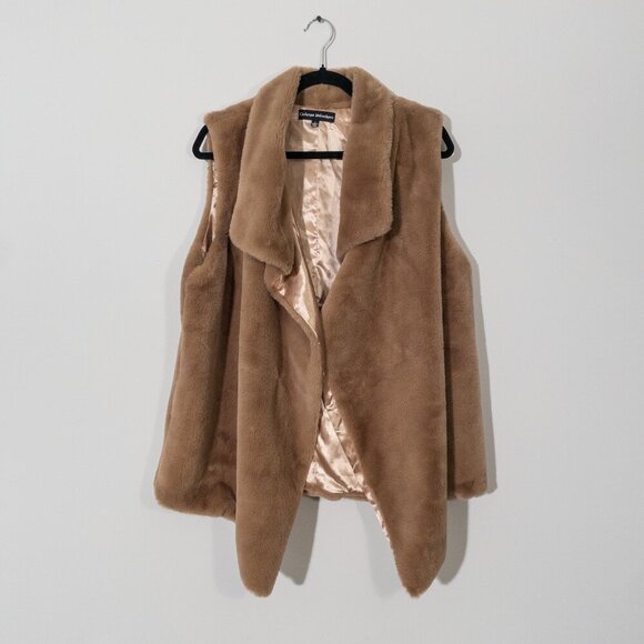 Catherine Malandrino Plush Faux Fur Vest – Buttery Soft & Glamorous in Camel - Picture 6 of 6